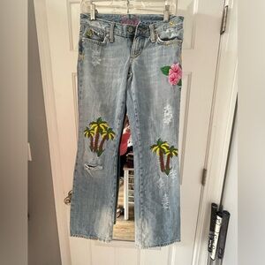 Miss Me Size 26 ladies tropical embroidered jeans